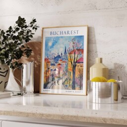 Bucharest Travel Print, Romania, Poster, Romania Vintage Bucharest Print - thumbnail 2