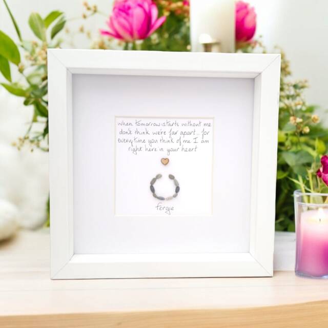 Horse Pony Loss Rememberance Framed Gift, Rainbow Bridge, Horseshoe, Pebble Picture Keepsake, Memorial Personalised - image 1