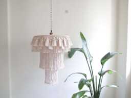 Boho Fringe Chandelier - Tassel Macrame Lampshade Lights Pendant Light Handmade Wedding Decor Hardwired