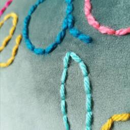 Peace & Love Embroidered Velvet Cushion - thumbnail 2