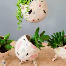 The Wonky Pot Collection 2 Handmade Ceramic Succulent Pot, Cactus Plant Home D??cor, Garden Decor. Outdoor Planter. Pottery Gifts - thumbnail 3