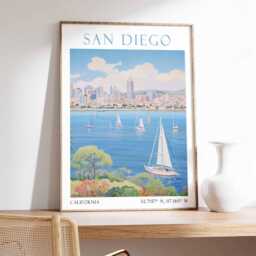 San Diego Travel Poster California Print Wall Art Vintage Gift - thumbnail 2