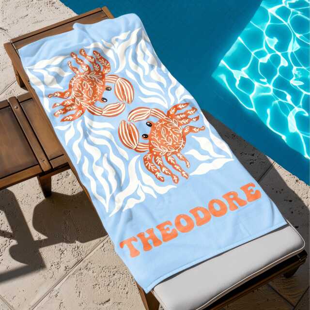 Marine Animal Personalized Beach Towel, Custom Name Towel For Baby/Kids, Preppy Girls Pool Kids Xmas Gift, Party Essentials - image 1