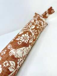 Hare Print Draft Excluder - Pheasant Weighted Brown Cotton Canvas Stopper Custom Length Machine Washable - thumbnail 1