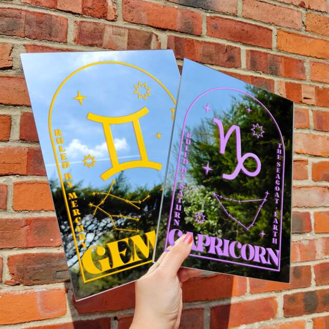 Zodiac Mirror - Multiple Colours Astrology - Aries Taurus Gemini Cancer Leo Virgo Libra Scorpio Sagittarius Capricorn Aquarius Pisces - image 1