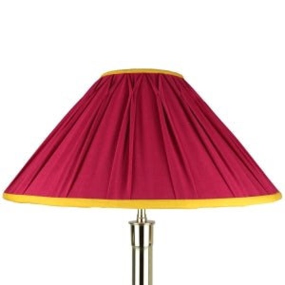 Handmade Silk Coolie Lampshade Tulip Red With Golden Trim. Box Pleated, Smocked - image 1