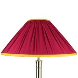 Handmade Silk Coolie Lampshade Tulip Red With Golden Trim. Box Pleated, Smocked - thumbnail 1