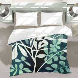 Modern Tree Print Coastal Comforter, Blue Green Teal Nature Eclectic Bedding Gift For Scandinavian Or Biophilic Bedroom D??cor #044 - thumbnail 3