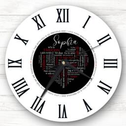 Black I Love You in Languages Anniversary Valentine's Gift Personalised Clock - thumbnail 1