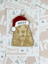 Personalised Pet Christmas Bauble/Ornament With Name - Dog Cocker Spaniel 010 - Tree Hanging Bauble Decoration - thumbnail 1