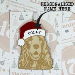 Personalised Pet Christmas Bauble/Ornament With Name - Dog Cocker Spaniel 010 - Tree Hanging Bauble Decoration - thumbnail 2