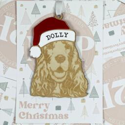 Personalised Pet Christmas Bauble/Ornament With Name - Dog Cocker Spaniel 010 - Tree Hanging Bauble Decoration - thumbnail 3