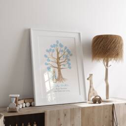 Peter Rabbit Fingerprint Tree Print - Personalised Baby Shower Gift For Girl Or Boy Christening Memory Keepsake Nursery Art - thumbnail 3