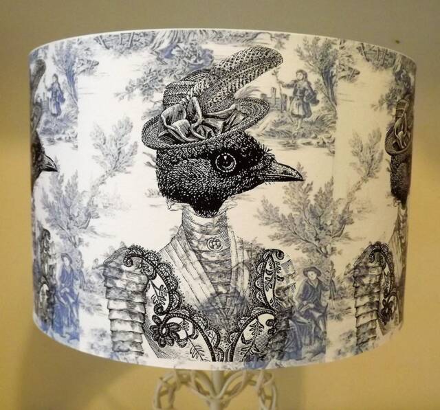 Miss Peacock Lampshade, Blue Steampunk, Shabby Chic, Fatta Da Mamma - image 1
