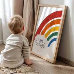 Set Of 3 Personalised Affirmation Prints, Nursery Wall Art, Rainbow Positive Boys Bedroom, Girls Bedroom - thumbnail 2
