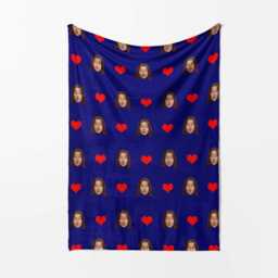 Face Cut Out With Hearts Personalised Blanket One Upload & Background Colour Cute Pattern Throw Gift For Kids Teens Adults Home Decor - thumbnail 2