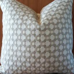 Designer Linen Check Sand Beige Off White Neutral Geometric Plaid Lumbar Euro Pillow Cover Toss Modern Luxe Boho Chic - thumbnail 2