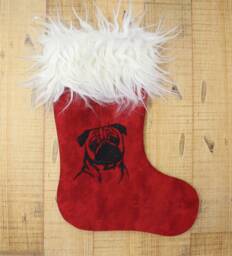 Pug Christmas Stocking Red Dog Lover Decoration