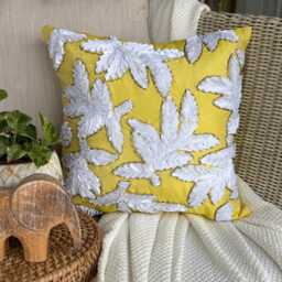 "Yellow Ribbon Embroidered Decorative Pillow Sham, 24""x24""/26""x26" - thumbnail 3