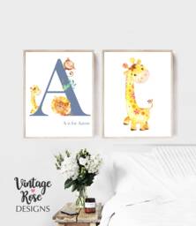 Safari Nursery, Digital Nursery Printable, Jungle Animal Print, Personalised Name Theme, Boys Wall Art, Decor - thumbnail 1