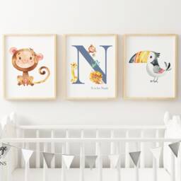 Safari Nursery, Digital Nursery Printable, Jungle Animal Print, Personalised Name Theme, Boys Wall Art, Decor - thumbnail 2