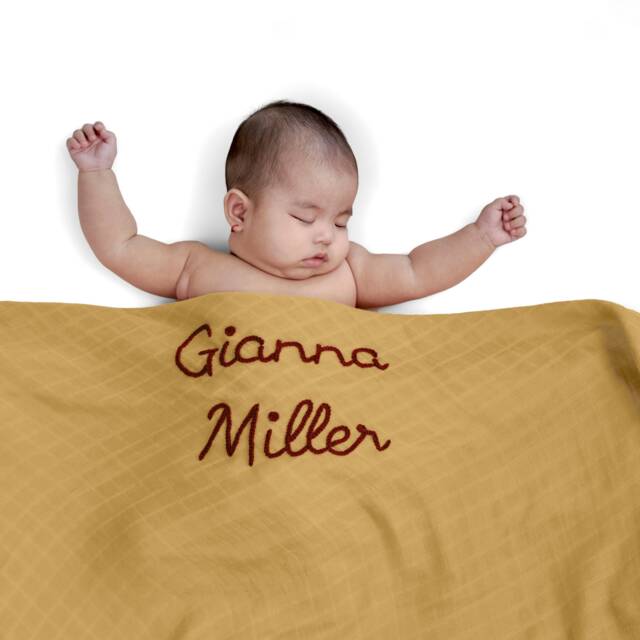 Personalized Hand-Lettered Baby Swaddle - Custom Embroidered Newborn Blanket - image 1