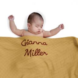 Personalized Hand-Lettered Baby Swaddle - Custom Embroidered Newborn Blanket - thumbnail 1
