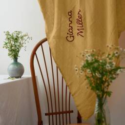 Personalized Hand-Lettered Baby Swaddle - Custom Embroidered Newborn Blanket - thumbnail 3