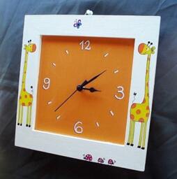 Cream & Orange Wall Clock With Giraffes Painting - thumbnail 2
