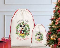 Personalised Mickey Sack, Christmas Sack/stocking, Santa Birthday Easter Toy Eve, First Gift