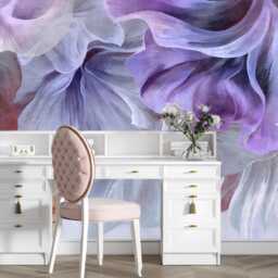 Abstract Floral Wall Mural Purple Lavender Flowers Wallpaper - thumbnail 2