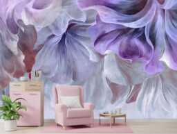 Abstract Floral Wall Mural Purple Lavender Flowers Wallpaper - thumbnail 1