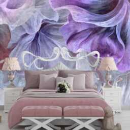 Abstract Floral Wall Mural Purple Lavender Flowers Wallpaper - thumbnail 3