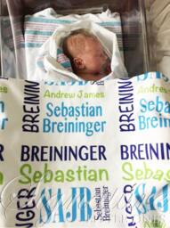 Personalized Baby Blanket, Monogrammed Name Swaddle Receiving Shower Gift, Birth Announcement Blanket