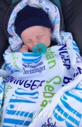 Personalized Baby Blanket, Monogrammed Name Swaddle Receiving Shower Gift, Birth Announcement Blanket - thumbnail 3