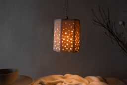 starry Night Porcelain Pendant Light Handmade Modern Hexagon Ceramic Lantern - thumbnail 1