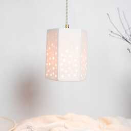 starry Night Porcelain Pendant Light Handmade Modern Hexagon Ceramic Lantern - thumbnail 3