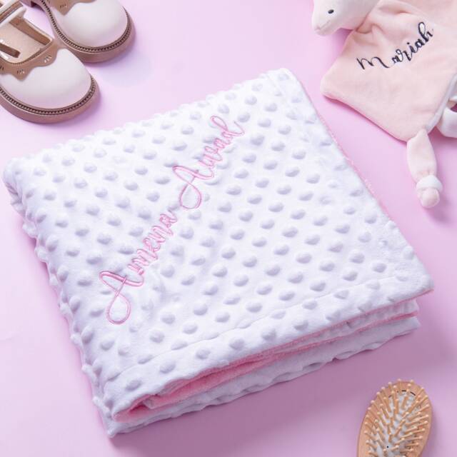 Personalized Embroidered Baby Name Blanket Waffle With Stroller Organic Muslin Blanket, Birthday Gift - image 1