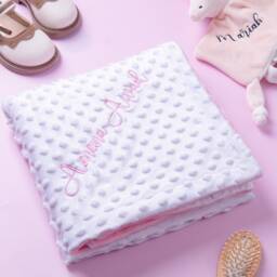 Personalized Embroidered Baby Name Blanket Waffle With Stroller Organic Muslin Blanket, Birthday Gift - thumbnail 1