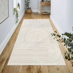 Minimalist Black & Cream Vinyl Rug Nordic PVC Floor Runner - thumbnail 2
