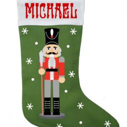 Personalized Nutcracker Christmas Stocking Handmade Cotton Holiday Decor - thumbnail 2
