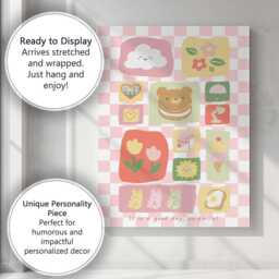 Cute Pastel Kawaii Dessert Food Collage Pattern Canvas Wall Art Print Decor Picture Ready To Hang - thumbnail 3