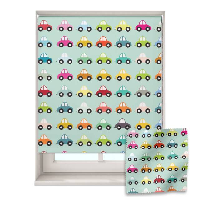 Car Roller Blind, Patterned Children's Made To Measure, Nursery Blackout Blind - image 1