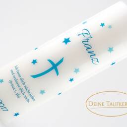 Baptismal Candle Cross For Boy & Girl 25 X 8 cm - Baptism With Saying Stars in Blue Modern Individually Personalized - thumbnail 3