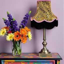 Traditional Leopard Print Scalloped Lampshade With Black Fringe, Handmade in UK - Animal Fabric Lamp Shades - thumbnail 2