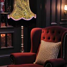 Traditional Leopard Print Scalloped Lampshade With Black Fringe, Handmade in UK - Animal Fabric Lamp Shades - thumbnail 3
