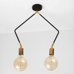 Uriel - Mid Century Modern Pendant Lamp Brass Accents, 2-Arm Design - thumbnail 3
