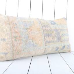 Vintage Turkish Kilim Lumbar Pillow Cover 12x24 Inch, Handmade - thumbnail 2
