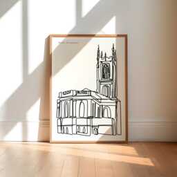 Derby Cathedral Art Print/Black & White Wall Gift City Destination - thumbnail 1