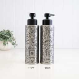 Set Of 3 Abstract Face Soap Dispensers 500Ml, Refillable Bathroom Bottle Set, Shampoo Conditioner Body Wash Pump Trio Square Black - thumbnail 3